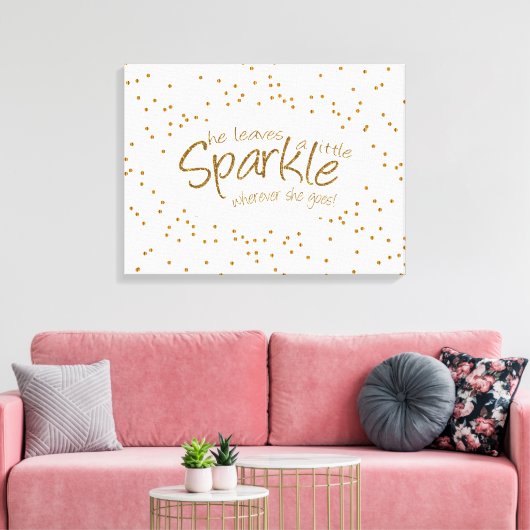 Wit & Goud laat ze een beetje sprankelen Canvas Afdruk (Insitu (Woonkamer))