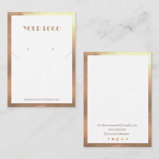 Wit Goud Lijst Moderne kettingen oorbellen Visitekaartje (Voorkant / Achterkant)