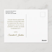Wit & Goud Lint Bruiloft Dank u Briefkaart (Achterkant)