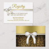 Wit & Goud Lint Bruiloft Registry Enclosure Informatiekaartje (Voorkant / Achterkant)