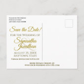 Wit & Goud Lint Bruiloft Save the Date Briefkaart (Achterkant)