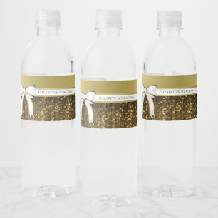 Wit & Goud Lint Bruiloft Water Flesetiket Waterfles Etiket
