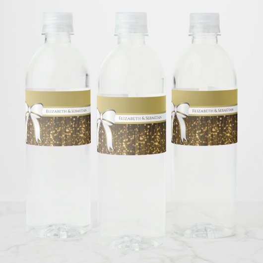 Wit & Goud Lint Bruiloft Water Flesetiket Waterfles Etiket (Flessen)