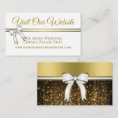 Wit & Goud Lint Bruiloft Website Behuizing Informatiekaartje (Voorkant / Achterkant)