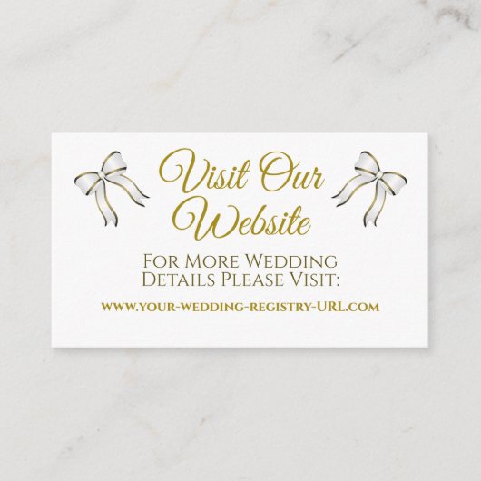 Wit & Goud Lint Bruiloft Website Behuizing Informatiekaartje (Voorkant)