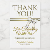 Wit & Goud Lint Trouw Trouwkaart Mini Wijn Etiket (Enkel label)