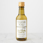 Wit & Goud Lint Trouw Trouwkaart Mini Wijn Etiket (Voorkant)