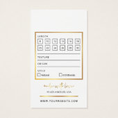 Wit & Goud Logo Haarextensies Maat Hang Label Visitekaartje (Achterkant)