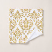 Wit & Goud look Damask Hart Badkamer Handdoek Set (Wasdoekje)