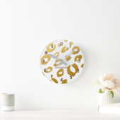 Wit & Goud Luipaard Glam Persoonlijk Ronde Klok (Huis)