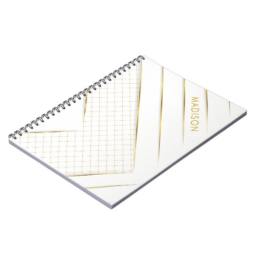 Wit Goud Luxe Modern Minimaal Abstract Notitieboek (Linkerzijde)
