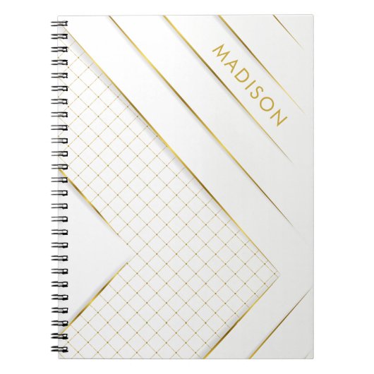 Wit Goud Luxe Modern Minimaal Abstract Notitieboek (Voorkant)