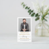 Wit Goud Luxe Vastgoedmakelaar Professioneel Visitekaartje (Staand voorkant)