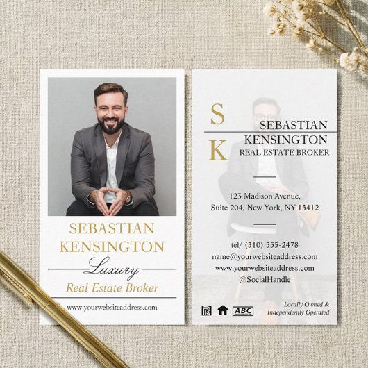 Wit Goud Luxe Vastgoedmakelaar Professioneel Visitekaartje