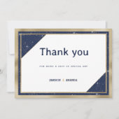 Wit goud marine blauw glitter geometrisch Dank u Kaart (Voorkant)