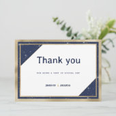 Wit goud marine blauw glitter geometrisch Dank u Kaart (Staand voorkant)