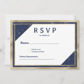 Wit goud marine blauw glitter geometrische RSVP Kaart (Voorkant)
