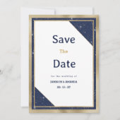 Wit goud marine blauw glitter glamour Save The Dat Kaart (Voorkant)