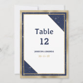 Wit goud marine blauw glitter glamour Tabel Nummer Kaart (Voorkant)