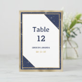 Wit goud marine blauw glitter glamour Tabel Nummer Kaart (Staand voorkant)