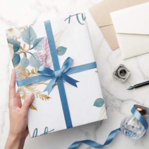 Wit Goud Marine Huwelijk/Douche Gefeliciteerd Cadeaupapier