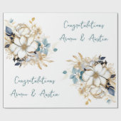 Wit Goud Marine Huwelijk/Douche Gefeliciteerd Cadeaupapier (Vlak)