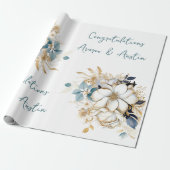 Wit Goud Marine Huwelijk/Douche Gefeliciteerd Cadeaupapier (Uitgerold)