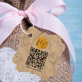 Wit Goud Marmer Business QR Code Verpakking Labels