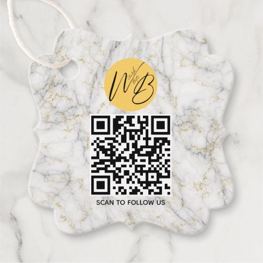 Wit Goud Marmer Business QR Code Verpakking Labels (Voorkant)