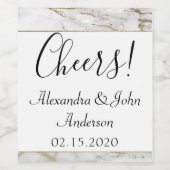 Wit & Goud Marmer Cheers Wijnlabel Wijn Etiket (Enkel label)