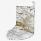 Wit & Goud Marmer Glitter en Sparkle Monogram Kleine Kerstsok (Achterkant)