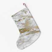 Wit & Goud Marmer Glitter en Sparkle Monogram Kleine Kerstsok (Achterkant (Hangend))