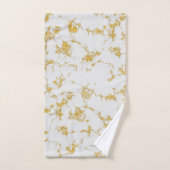 Wit Goud Marmer Glitter Sparkle Script Naam Bad Handdoek (Handdoek)