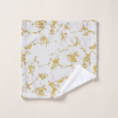 Wit Goud Marmer Glitter Sparkle Script Naam Bad Handdoek (Wasdoekje)