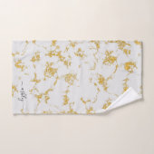 Wit Goud Marmer Glitter Sparkle Script Naam Bad Handdoek (Handdoek)