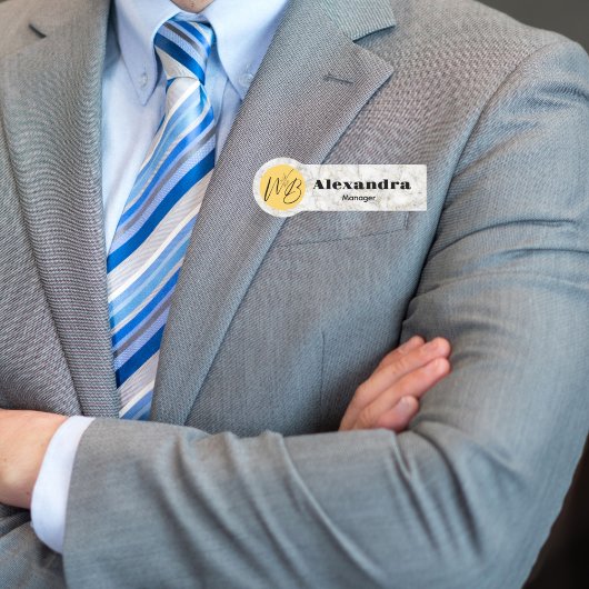 Wit Goud Marmer Modern Restaurant Medewerker Naamplaatje