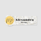 Wit Goud Marmer Modern Restaurant Medewerker Naamplaatje (Voorkant)