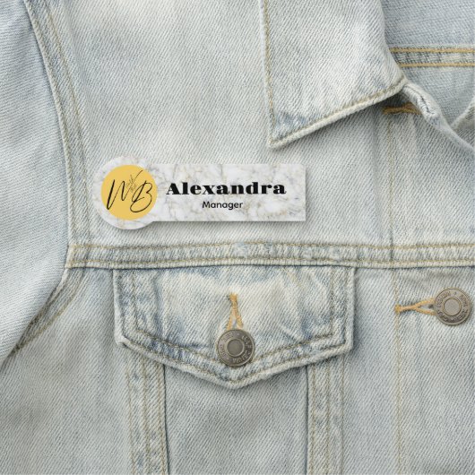 Wit Goud Marmer Modern Restaurant Medewerker Naamplaatje (In situ)