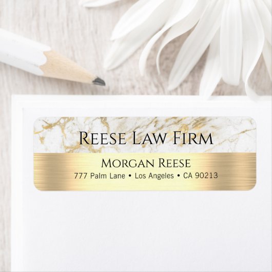 Wit & Goud Marmer, Naam & Beroep Adres Etiket (Insitu)