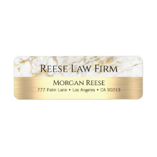 Wit & Goud Marmer, Naam & Beroep Adres Etiket