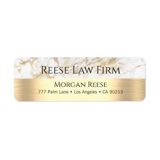 Wit & Goud Marmer, Naam & Beroep Adres Etiket (Voorkant)