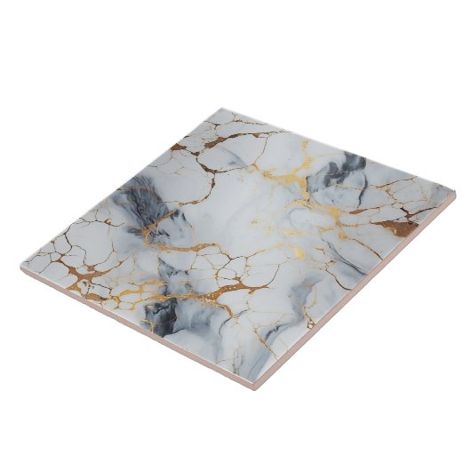 Wit Goud Marmeren Achtergrond met Scheurtjes Tegeltje (Zijkant)