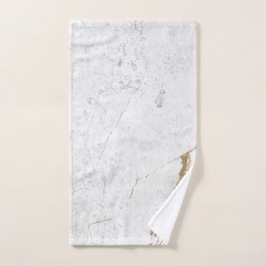 Wit & Goud Marmeren Scheurtjes | Monogram Bad Handdoek (Handdoek)