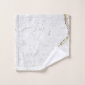 Wit & Goud Marmeren Scheurtjes | Monogram Bad Handdoek (Wasdoekje)