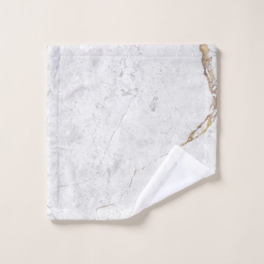 Wit & Goud Marmeren Scheurtjes | Monogram Bad Handdoek (Wasdoekje)