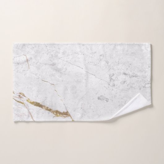 Wit & Goud Marmeren Scheurtjes | Monogram Bad Handdoek (Handdoek)