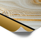 Wit Goud Marmeren Steen/Zwart Gouden Rand Art Poster (Hoek)