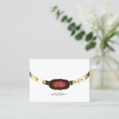 Wit Goud met Roze Rood Gradiënt Marmer Monogram Visitekaartje (Staand voorkant)