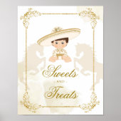 Wit Goud Mexicaans Doop Verjaardag Sweets Treats Poster (Voorkant)