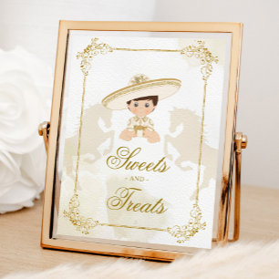 Wit Goud Mexicaans Doop Verjaardag Sweets Treats Poster